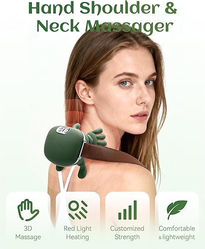 Miniatura 2 de Revuera Cervicare Pro - Masajeador de terapia de calor, masajeador inalámbrico Shiatsu de cuello y hombros con dedos, masaje de amasamiento 4D,