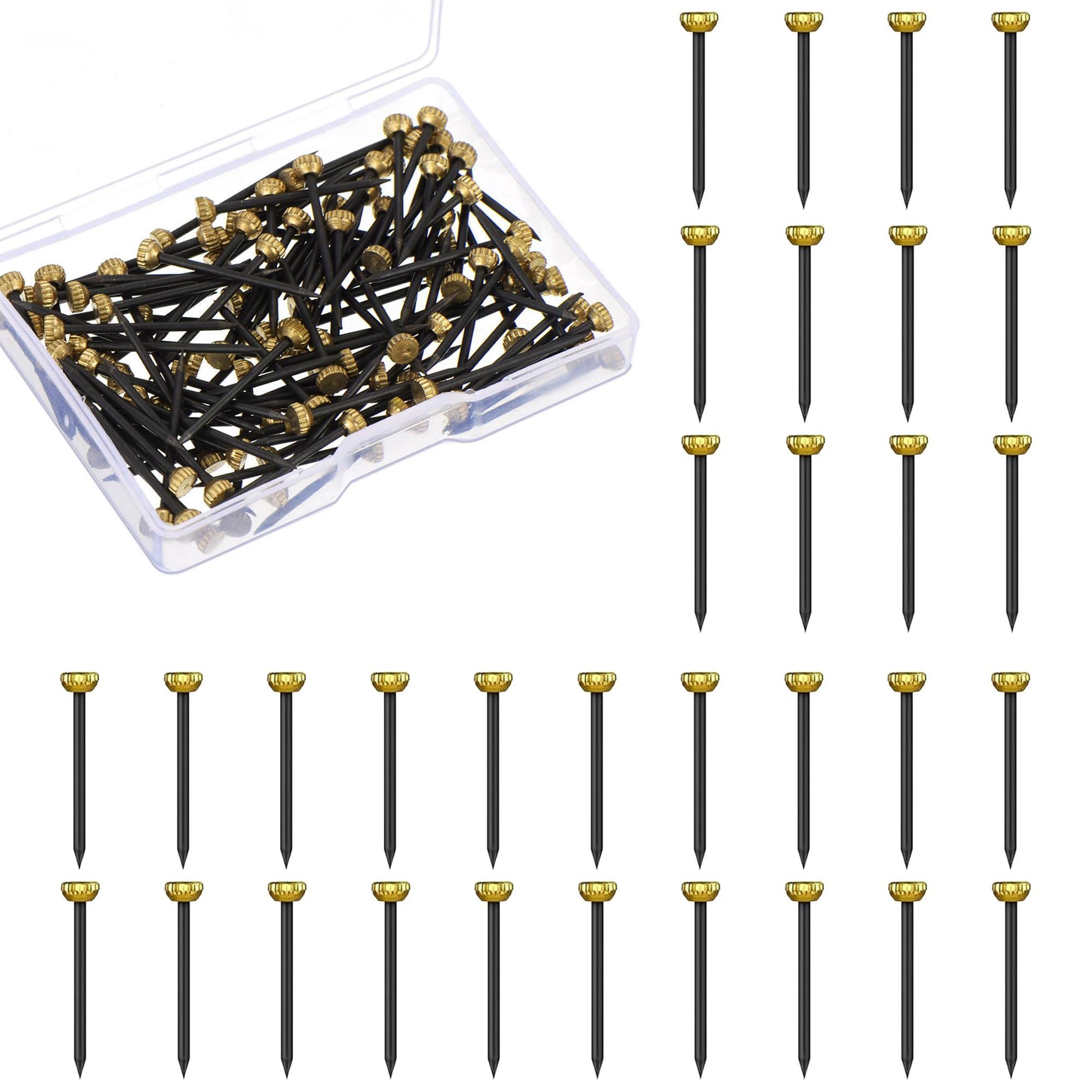 Picture Nails 120 PCS Steel Nails for Use on Concrete Brick, Plaster & Wood - Hardened Steel - Made in Europe - Golden Head