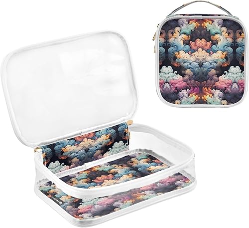 Miniatura 3 de Wavy Colorful Clouds Clear Toiletry Bag for Traveling,2 Pack Makeup Cosmetic Bag with Zipper,Travel Bag for Toiletries,Travel Essentials 21214942