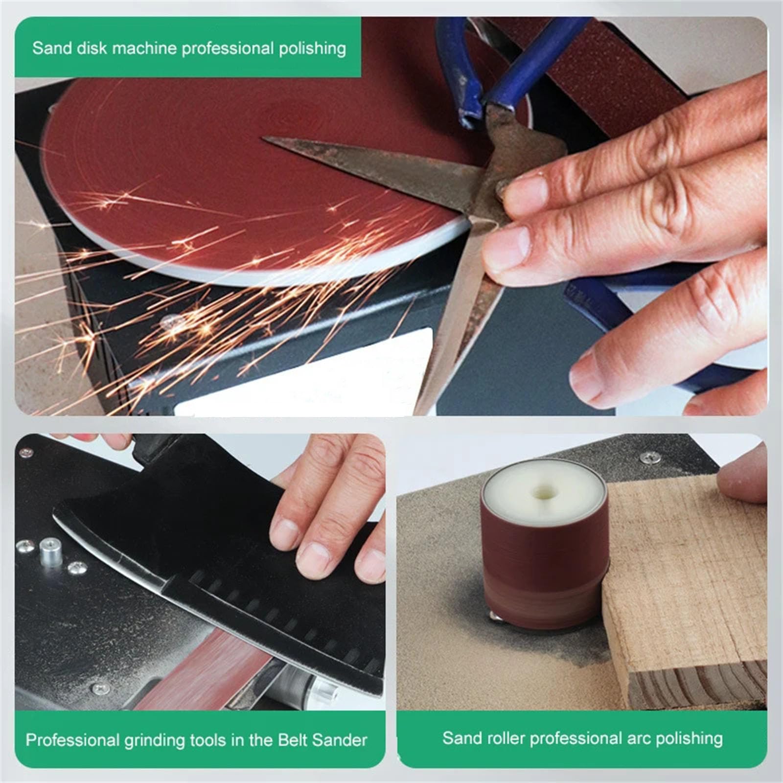 Lijadora Banda, 350W Lijadora DiscoBanda Lijadora Disco Mesa Diámetro Lijado 150mm Papel Lija 10 Discos 10 Bandas Lijado 2 Rollos 6 Bandas Lija Adecuada Para Lijar Metal Y Madera