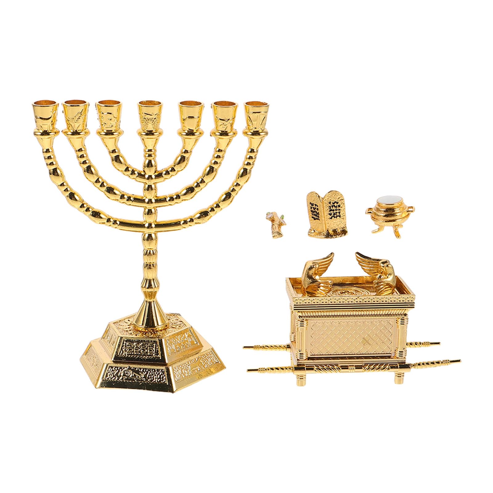 VALICLUD Israel Figur aus Zinklegierung Chanukka Säulenkerzenhalter Religiöses Artefaktmodell Goldfarbener Vintage Kerzenständer für Wohnzimmer und Bücherregal