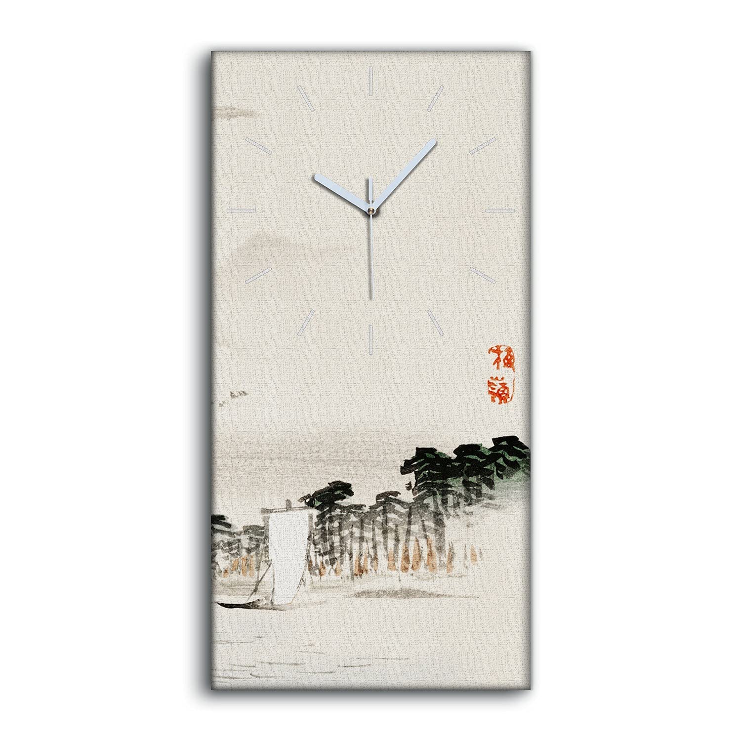 Horloge sur Toile Mains Blanches Grand Format 30x60cm Zen
