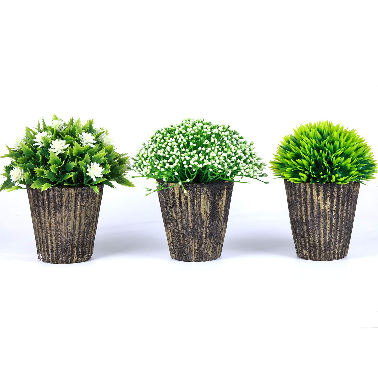 The Bloom Times Fake Plant for Bathroom/Home Decor, Small Artificial Faux Greenery for House Decorations (Potted Plants) Set of 3Pcs