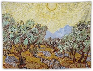Van Gogh Olive Trees With Yellow Sky And Sun Art Tapestry Wall Hanging Curtain Decor Bedroom Home Living Room Wall Art Tapestries 30"x40"
