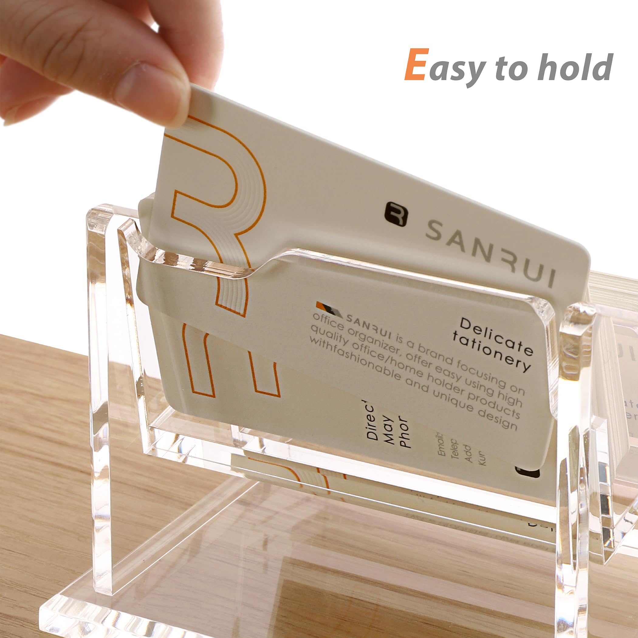 SANRUI Designer-Visitenkartenhalter Aus Acryl – 2-stufig, Transparent & Neigbar – Organisiert Bis Zu 120 Karten Elegant Auf Dem Schreibtisch