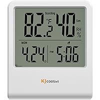 Vista 1 de Termómetro de interior, termómetro de habitación e higrómetro con reloj, medidor de temperatura y humedad con reloj, indicador de confort doble