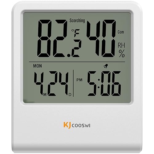 Termómetro de interior, termómetro de habitación e higrómetro con reloj, medidor de temperatura y humedad con reloj, indicador de confort doble,