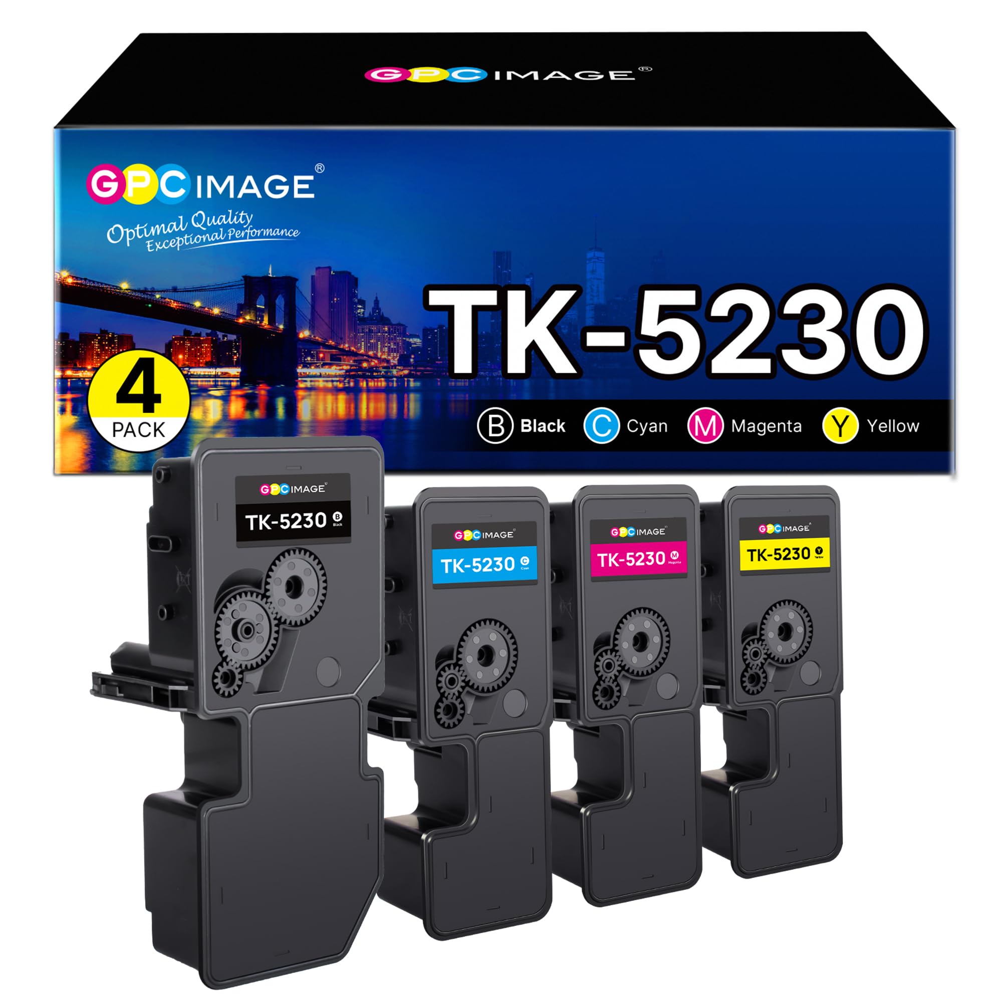 GPC IMAGE TK5230 TK-5230 Kompatibel für Kyocera Ecosys M5521cdw für Kyocera TK-5230K Ecosys M5521Cdn P5021Cdn P5021Cdw P5021 M5521 TK-5230C TK-5230Y TK-5230M (4er-Pack)