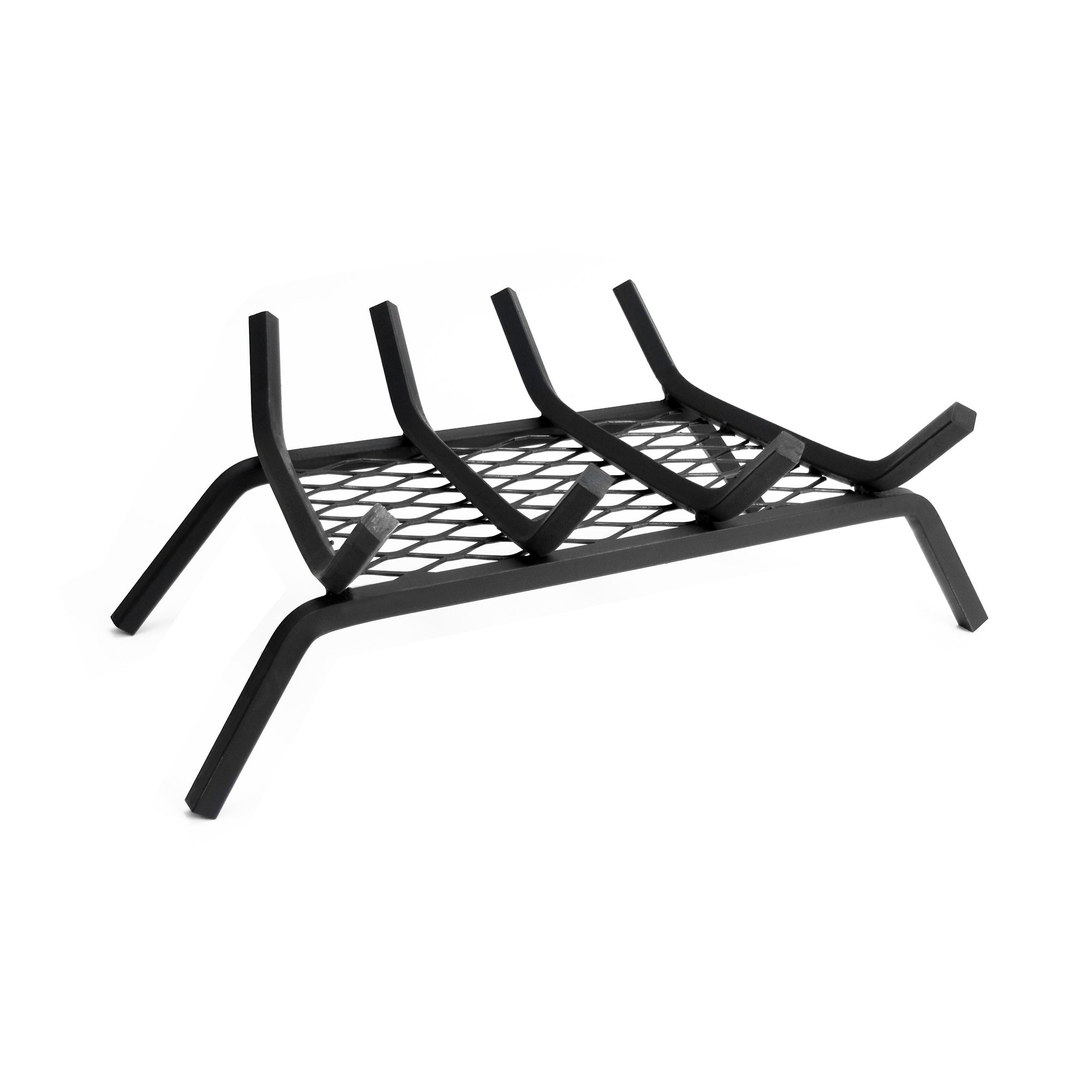 Pleasant Hearth - 1/2" Solid Steel Fireplace Grates With Ember Retainer, Black, 18-Inch