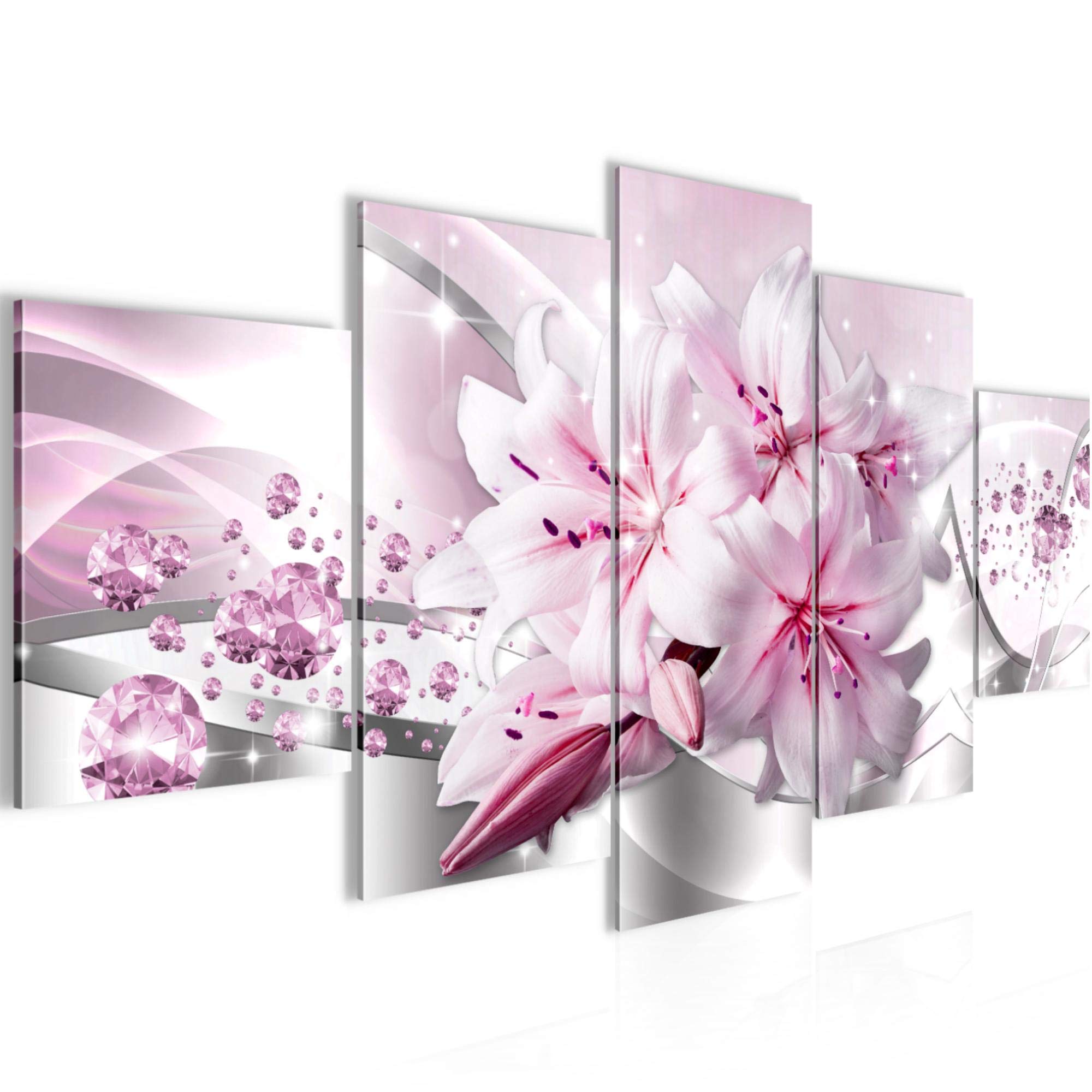 Tableau lis fleurs 200 x 100 cm décoration murale dessin gris