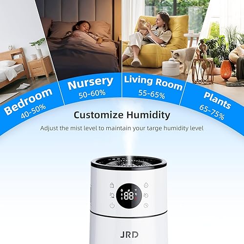 Miniatura 7 de JRD Humidificador para habitación grande, 8L2.1 galones humidificador ultrasónico de niebla fría para dormitorio, humidificador silencioso con
