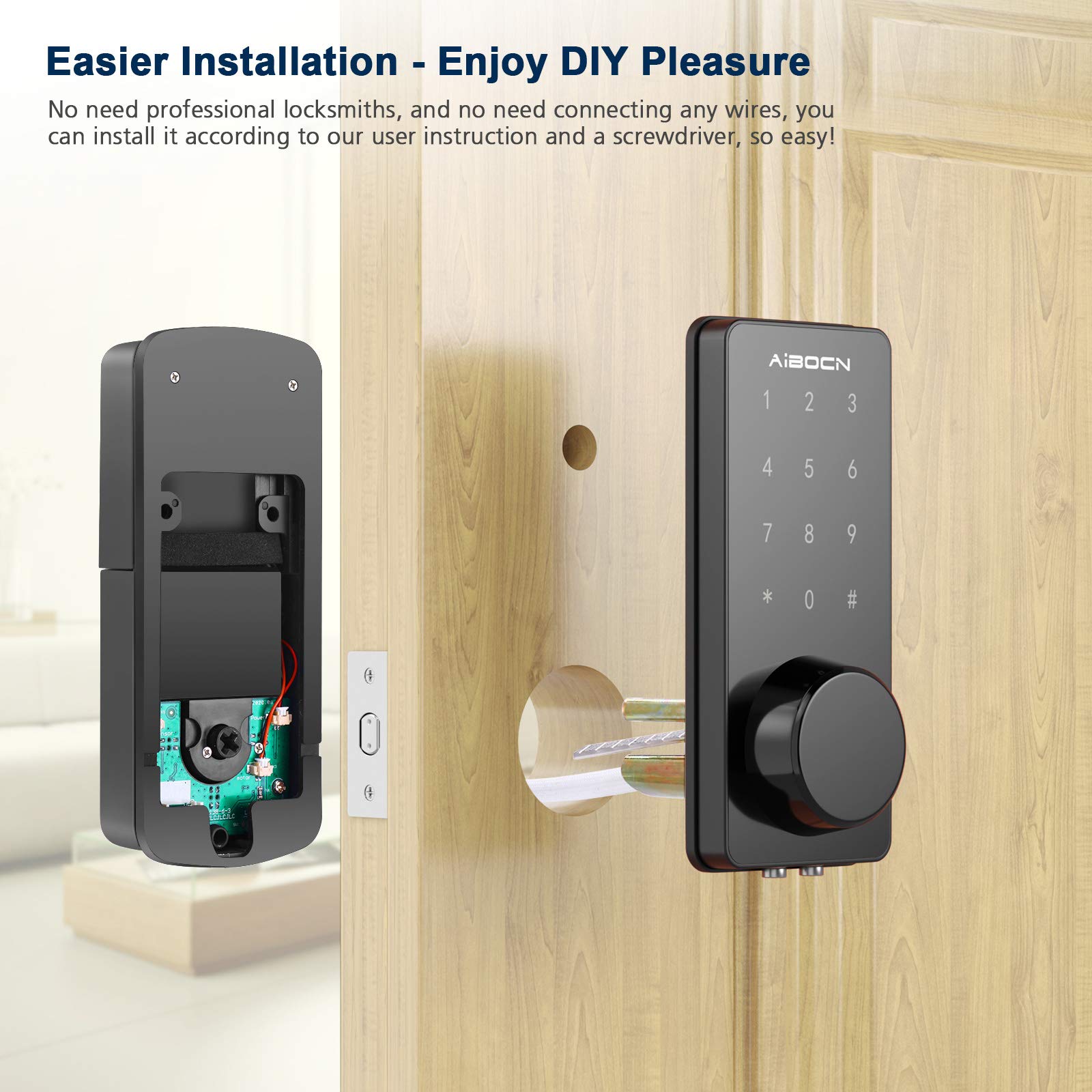 Aibocn Smart Lock, Keyless Entry Door Lock, Bluetooth Deadbolt Lock