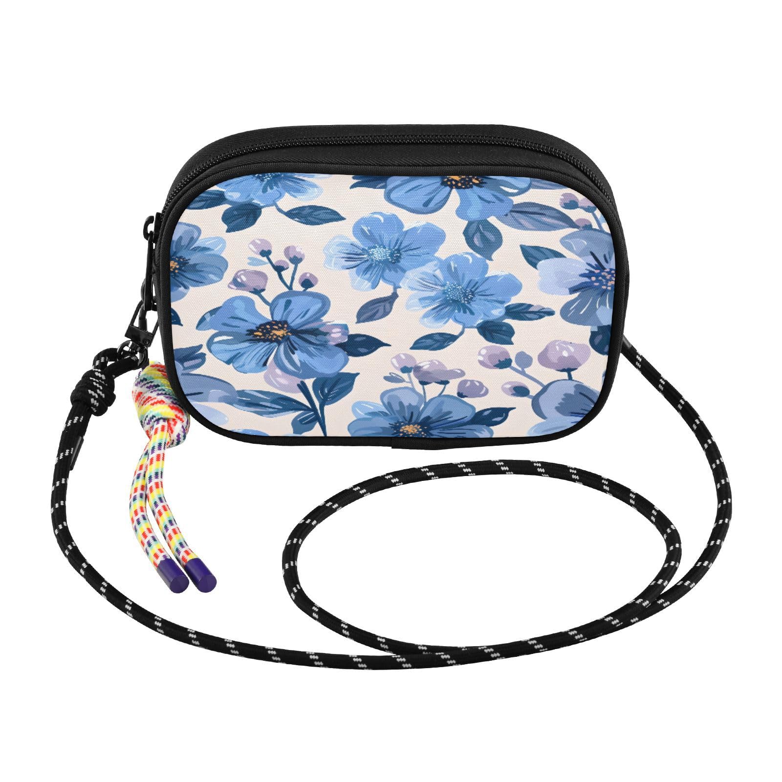 Women's Lightweight Crossbody Phone Purse with Adjustable Strap, Mini Nylon Wallet Bag for Essential Daily Carry, Hands-Free Travel Wallet for Cards Cash Keys, Flower (18)