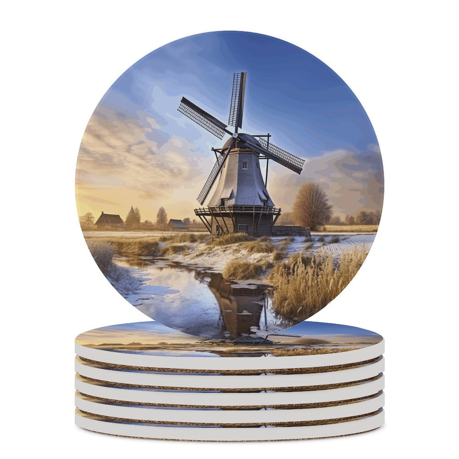 Dessous de verre en céramique lot de 6 style traditionnel et liège haut de gamme