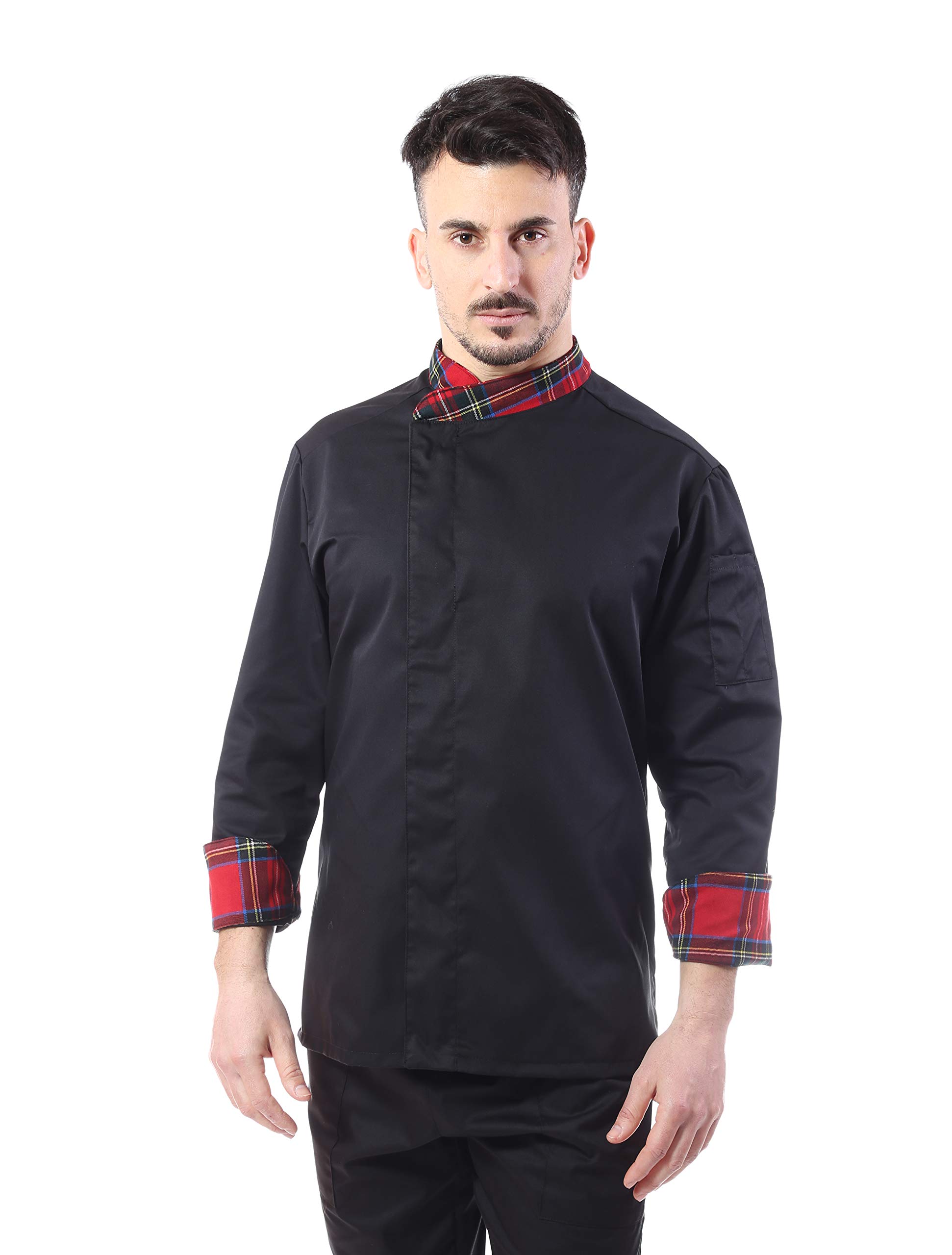 Ricamo Gratuito - Completo Cuoco Uomo - Divisa Chef Personalizzabile - Vari Colori - Giacca, Pantaloni e Grembiule - Uniforme per Cucina e Ristorante - Made in Italy