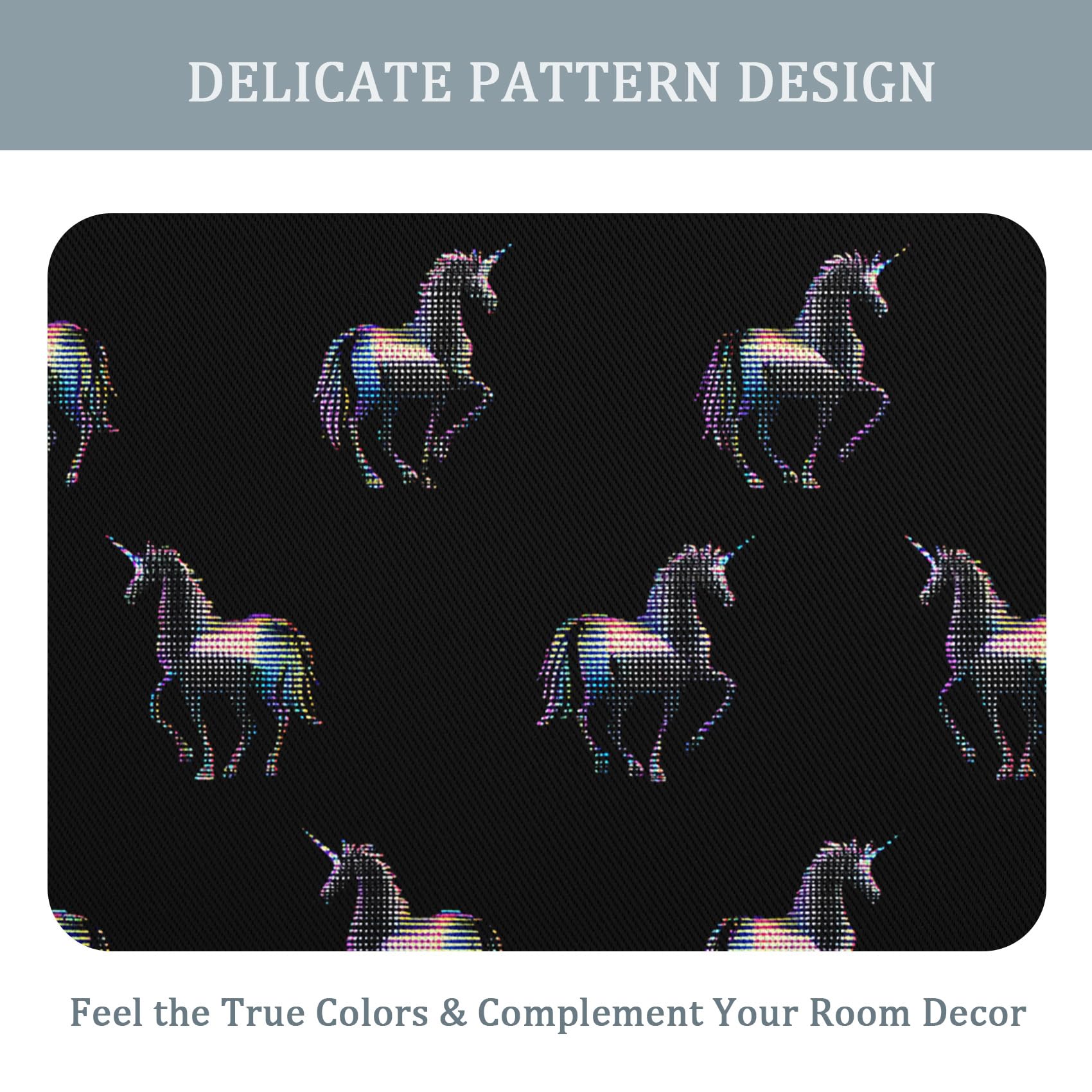 Générique Rideau Occultant Licorne, Rideaux Thermiques Motif Enfants pour Decoration Salon Chambre, Lot de 2 Draperies Intérieurs à Oeillets, 75x166 (LxH) E&4617