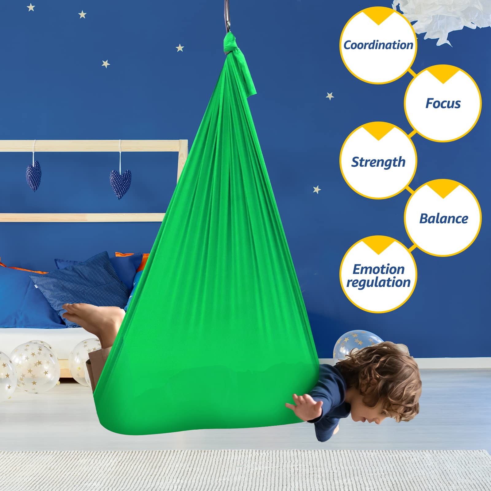 Chihee Sensory Swing Therapy Swing Hammock Indoor Outdoor For Kids, Hardware