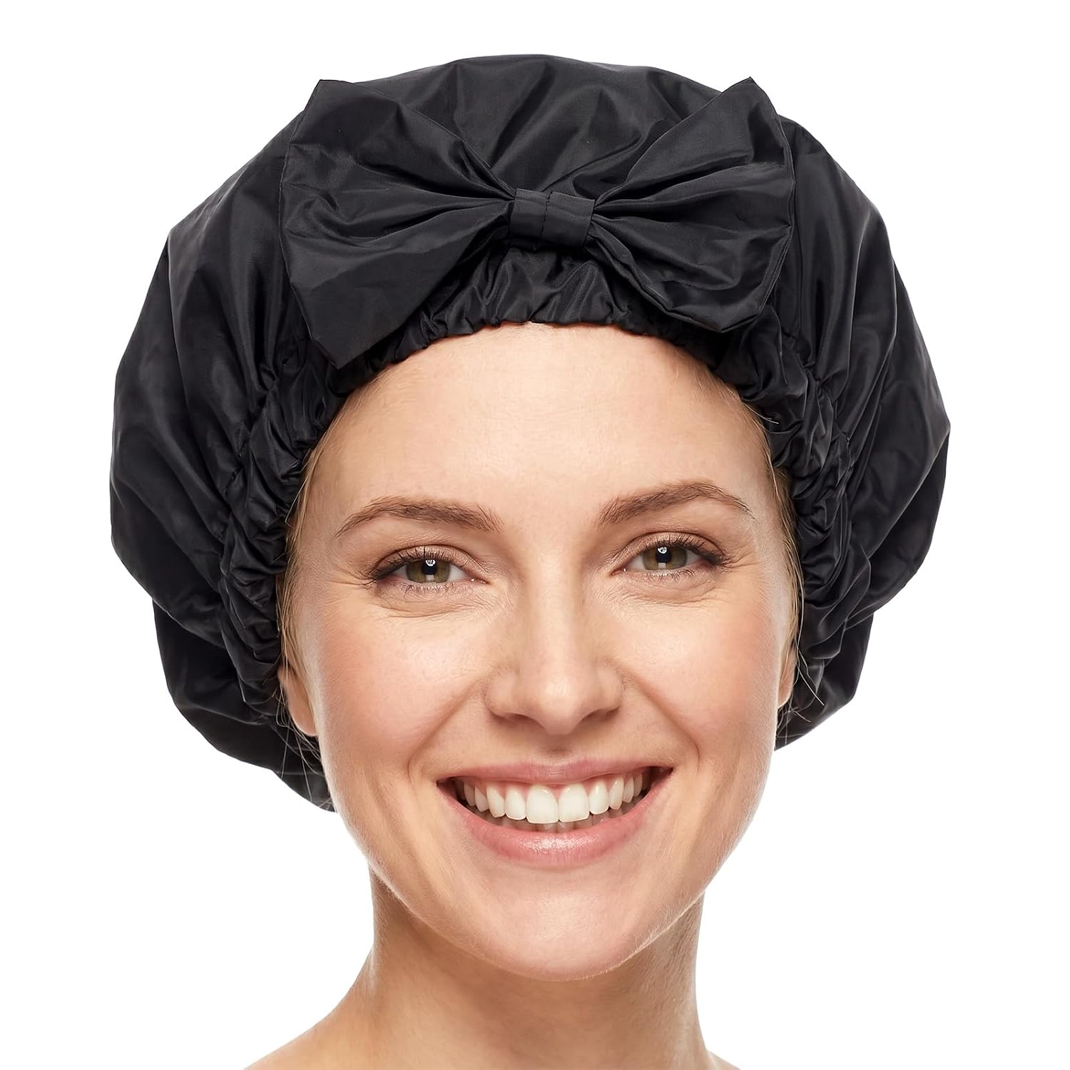 Reusable Shower Cap for Women Cute Bow Waterproof Hair Cover Reusable Hair Hats for Shower Adjustable Bowknot Bath Hat Anti Slip Bathing Headwear for All Hairstyles Travel Friendly