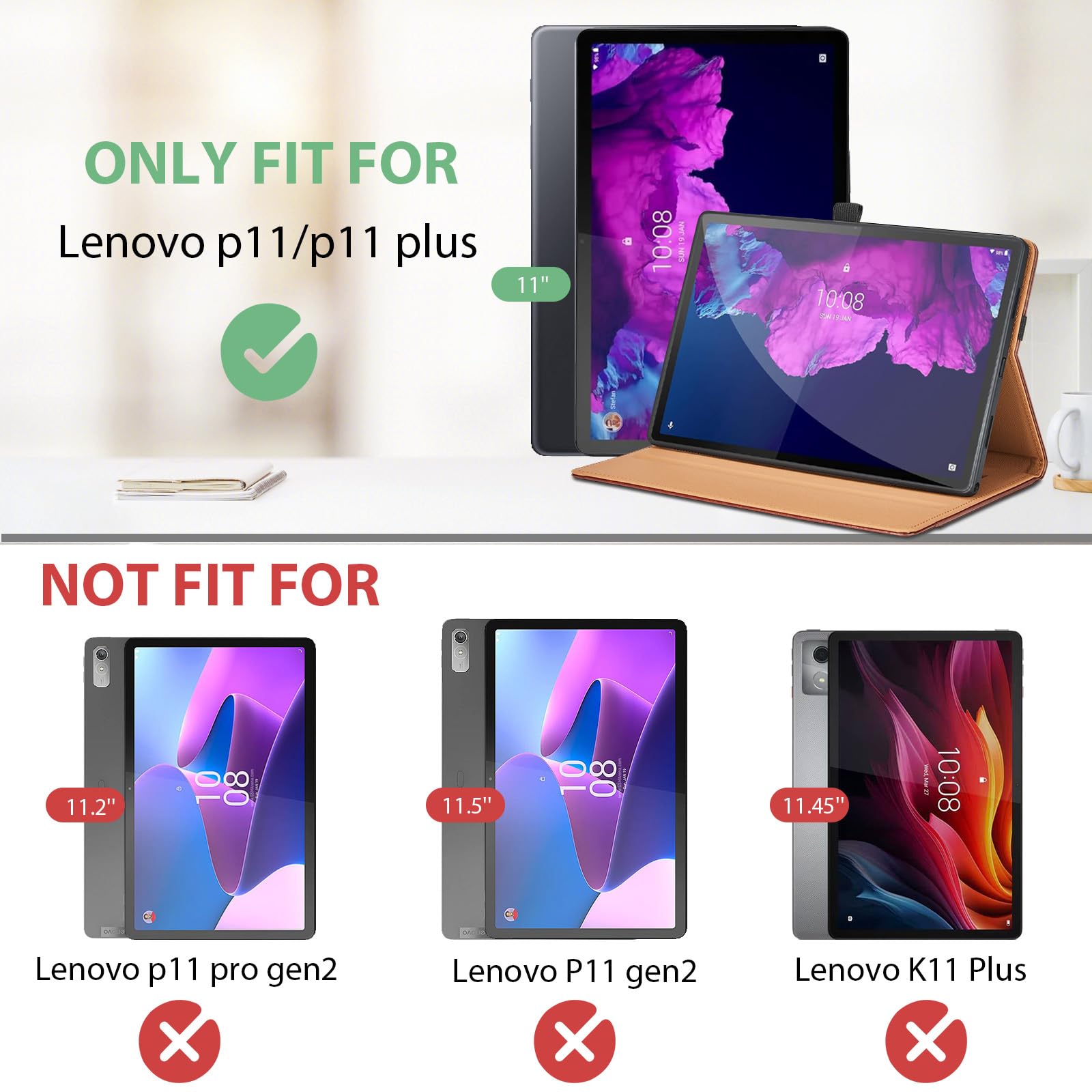 Auslbin Custodia Lenovo Tab P11 Plus 2021 / P11 2020 Cover in Pelle PU Funzione di Supporto Custodia Tablet per con Lenovo P11 Plus / P11 TB-X606X X606F X616X X616F - Orma
