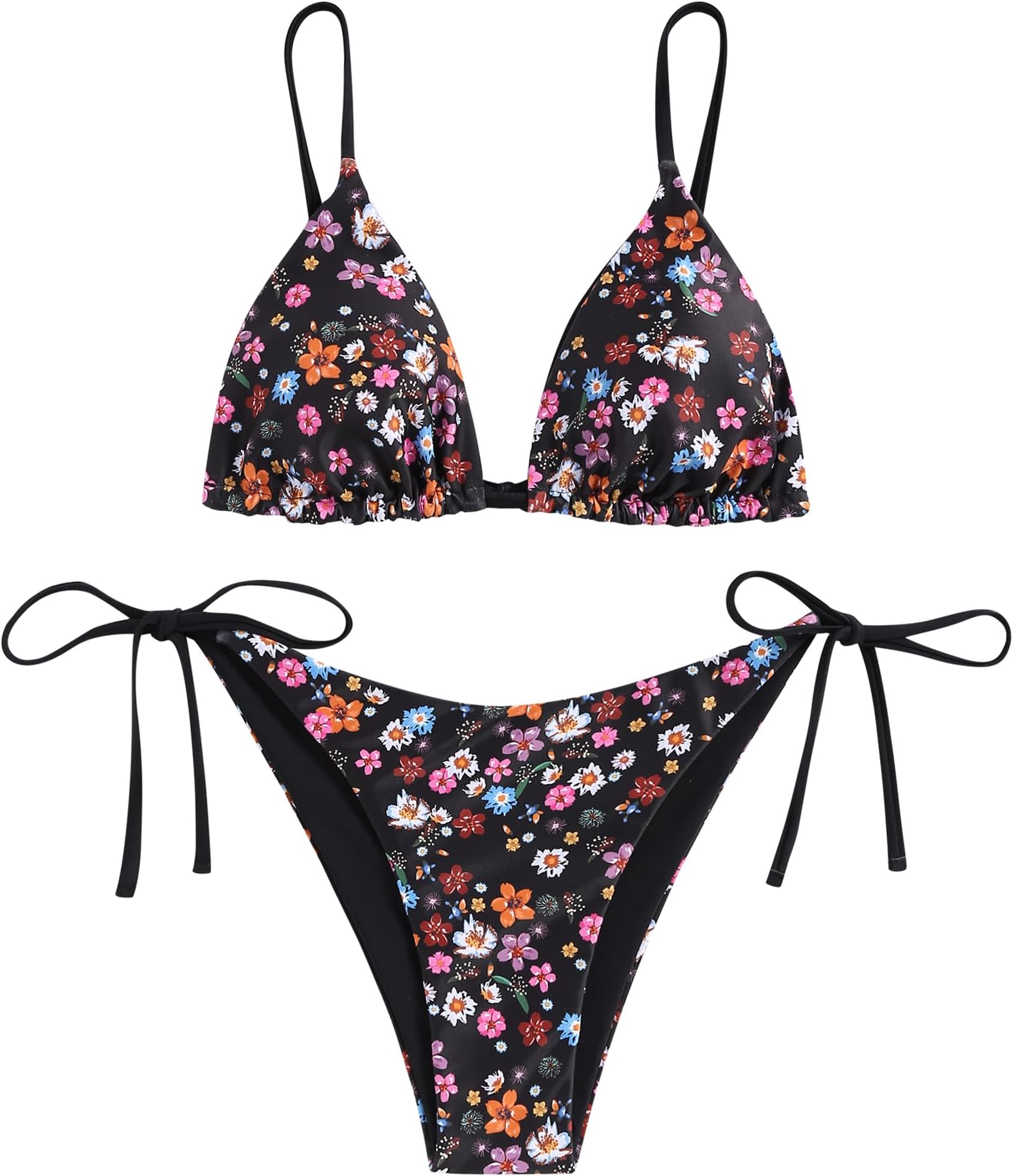 ZAFULWomen's Triangle Bikini Floral String Bikini Set Two Piece Swimsuit Bathing Suits
