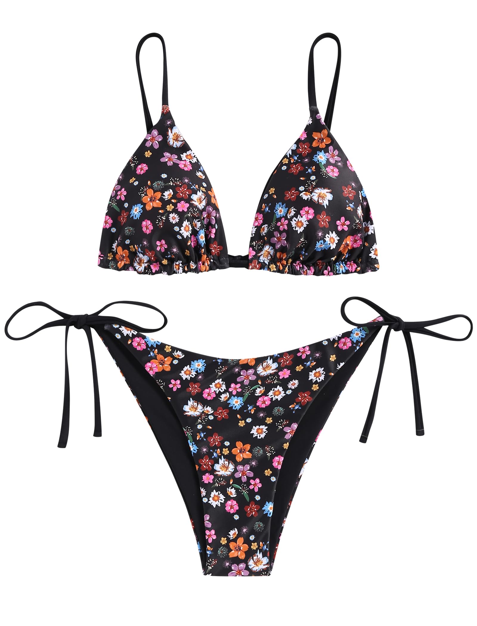 ZAFULWomen's Triangle Bikini Floral String Bikini Set Two Piece Swimsuit Bathing Suits