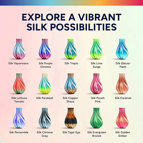 Vista 18 de OVERTURE Filamento de ácido poliláctico de seda, 1/16 de pulgada, acabado bicolor, suave y brillante, carrete 2.2 libras, para joyería de cosplay
