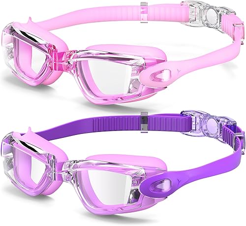 Miniatura 10 de Braylin Gafas de natación para niños, paquete de 2 gafas de natación para niños, adolescentes, niños o niñas, gafas de natación para piscina