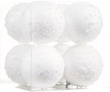 8CT Christmas Ball Ornaments, White Christmas Ball Decorations Shatterproof Plastic Hanging Pearl Balls for Holiday Party90mm/3.54"