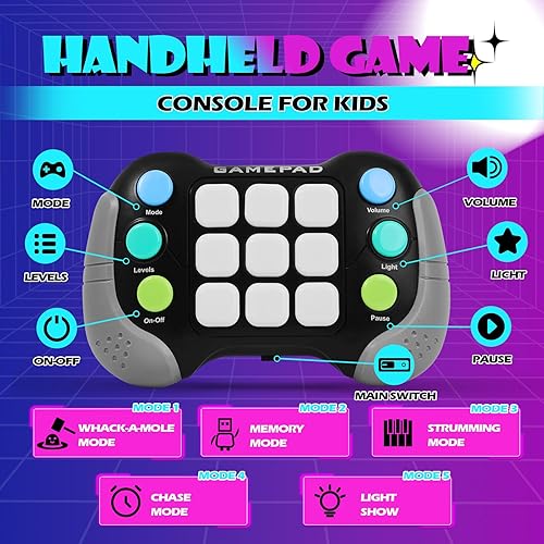 Miniatura 2 de Juego de juguetes para ansiedad de empuje rápido, juego de mano iluminado para niños, adolescentes y adultos, juego de luces flash y memoria,