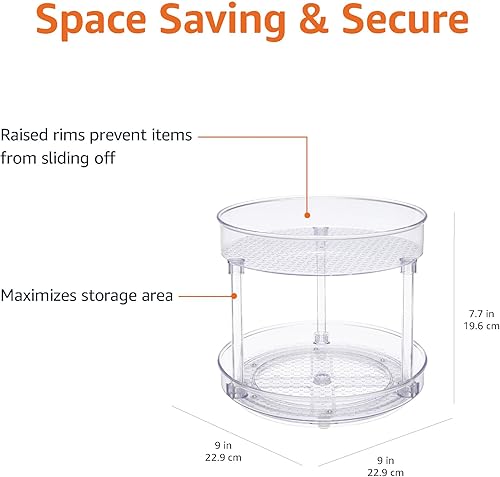 Miniatura 4 de Tienda Basics Organizador de tocadiscos Lazy Susan transparente de 2 niveles, 9 pulgadas