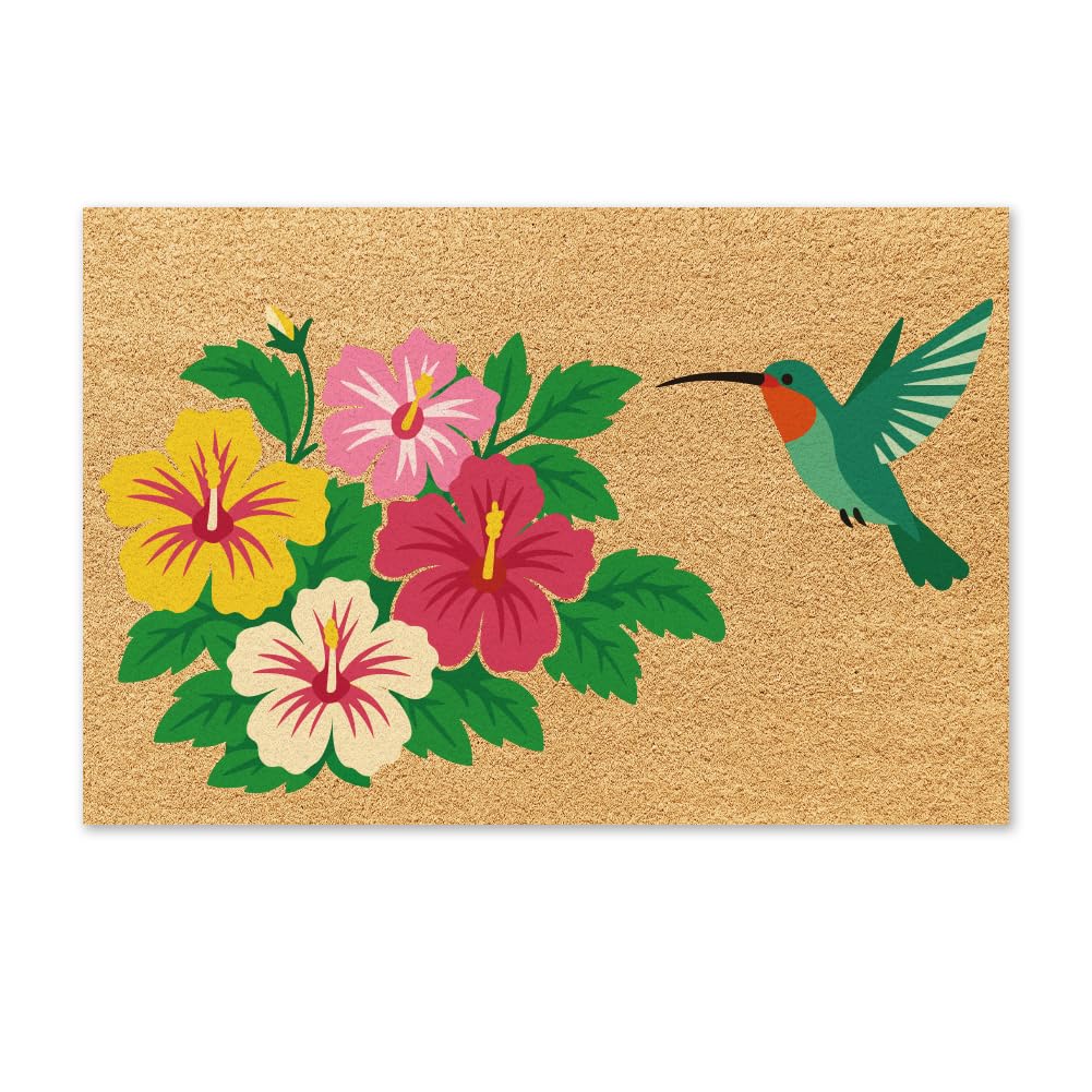 UNICRAFTALE Hummingbird Door Mat Garden Hummingbird Doormat Rectangle Bird Floor Mat Non Slip Entrance Doors Rugs Welcome Rug for Summer Front Door Spring Porch Indoor Outdoor Home Decor 43x76cm