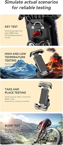 Miniatura 8 de One-Hand Operation Bike Phone Holder 360 Rotation & Anti-Vibration Quick Release Holder for Motorcycle Scooter E-Bike Fits iPhone Samsung Google