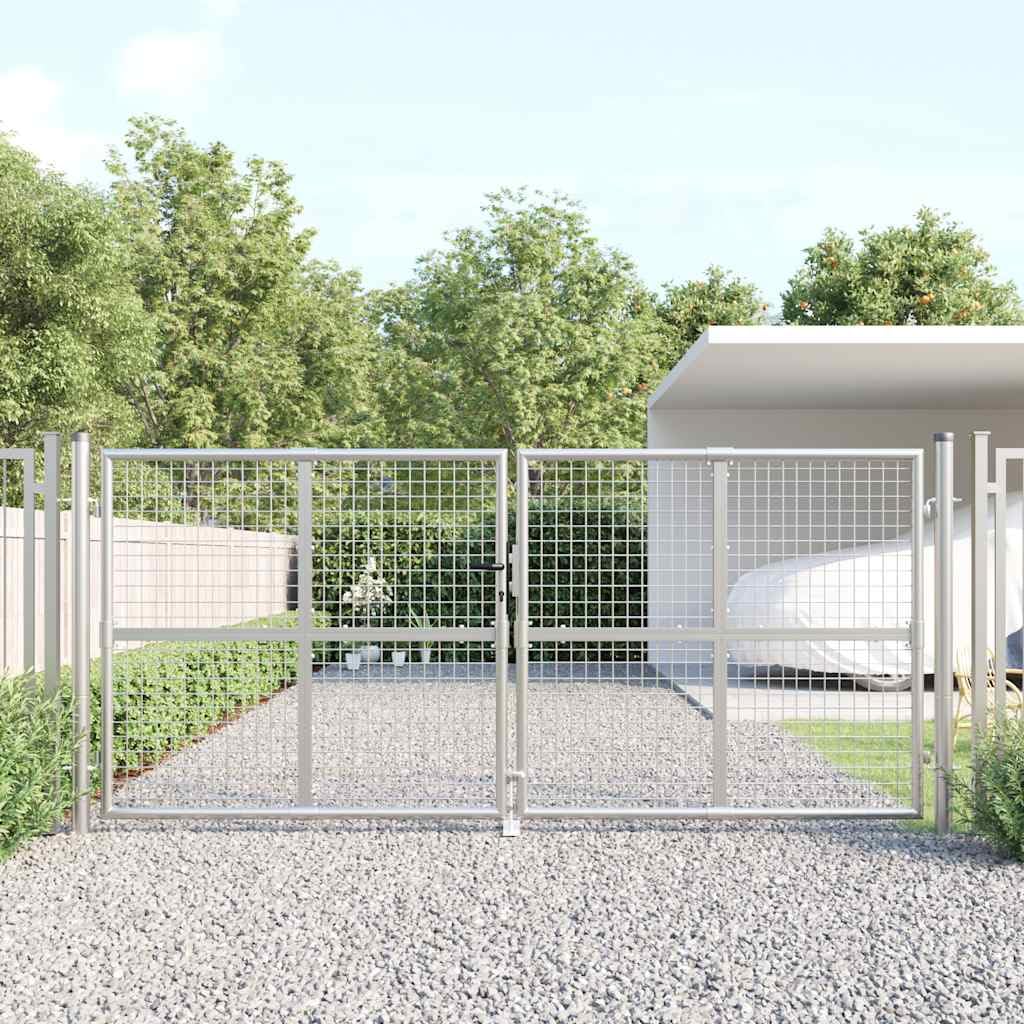 vidaXL Puerta de jardín de Malla Color Plata 300 x 125 cm Acero galvanizado