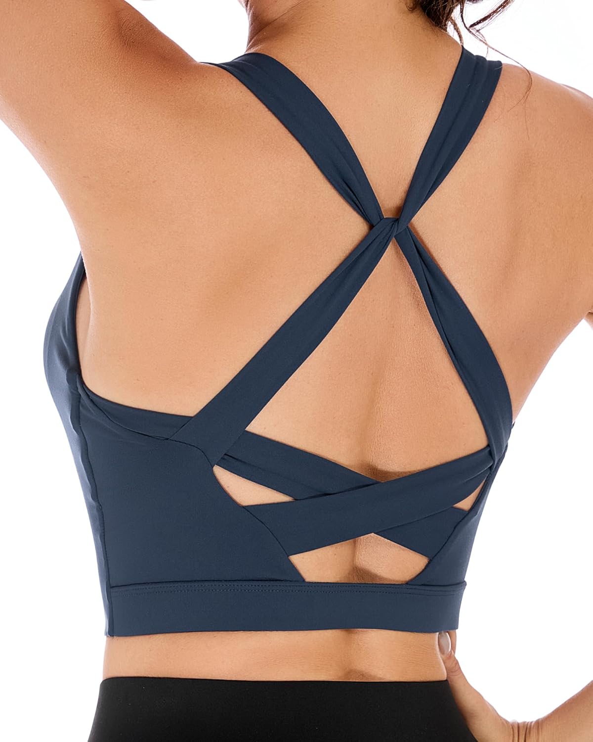 Longline Sports Bras for Women Cross Back Workout Tops with Built in Bra Yoga Bra Athletic Crop Tank Top Gym Fitness