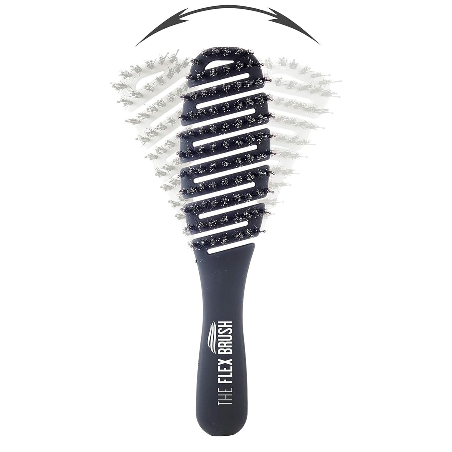 Flex Brush Vented Hair Brush for Blow Drying, Flexible Bristle for Women & Kids, Detangling, Massages Scalp for Hair Growth, Lightweight & Vented for Faster Drying, Boar Bristle & Nylon Mix (Black)