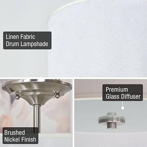 Miniatura 2 de Lámpara de techo Addison CSF30 semiempotrada, moderna, para 2 focos, de 13 pulgadas, con pantalla de tela blanca, RV-CSF615-414-BN, 60.00watts