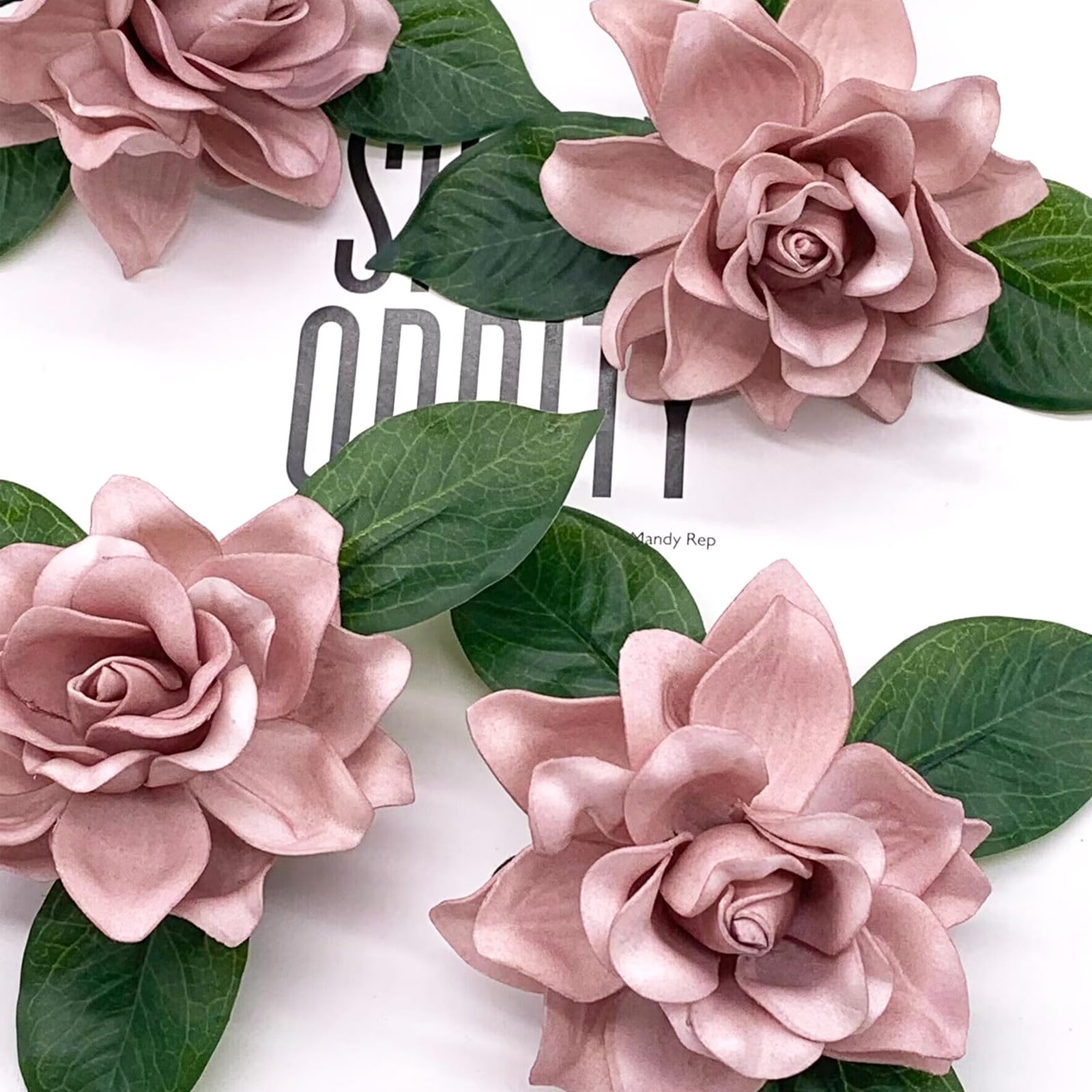Rose Babys - Fiori artificiali realistici, fiori di gardenia finti con stelo, per bouquet di nozze fai da te, centrotavola, addio al nubilato, feste, decorazioni per la casa (rosa rosa)