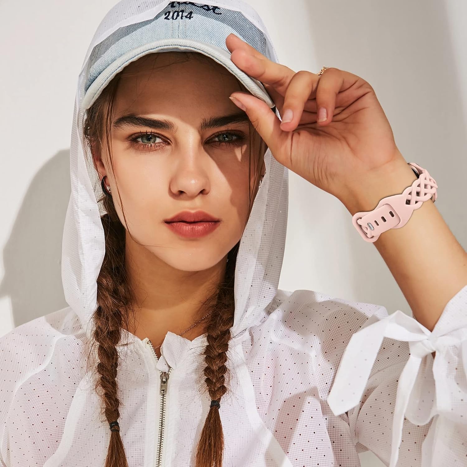 Braided Silicone Bands Compatible with Apple Watch 38mm 40mm 41mm 42mm 44mm 45mm 46mm 49mm for Women, Slim Thin Narrow Hollow-out Strap Cute for iWatch Ultra 2/3 SE 3 Series 11/10/9/8/7/6/5/4/3/2/1