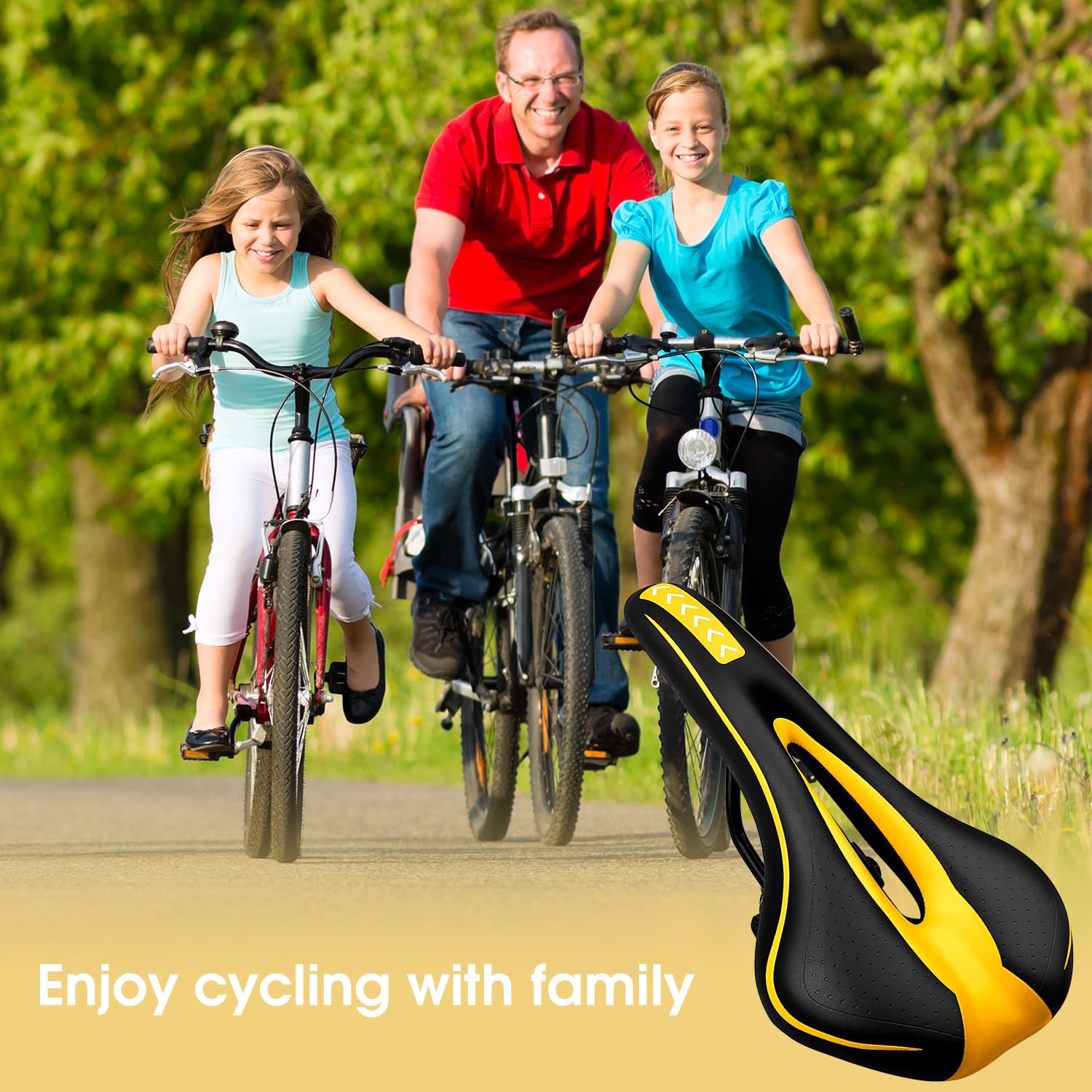 MSDADA Sella per Bicicletta in Gel, Sedili per Bicicletta per Comfort Uomini e Donne Gel, Sella Morbida Impermeabile in Memory Foam, Accessori per Biciclette per Spin Bike, Bici da Strada