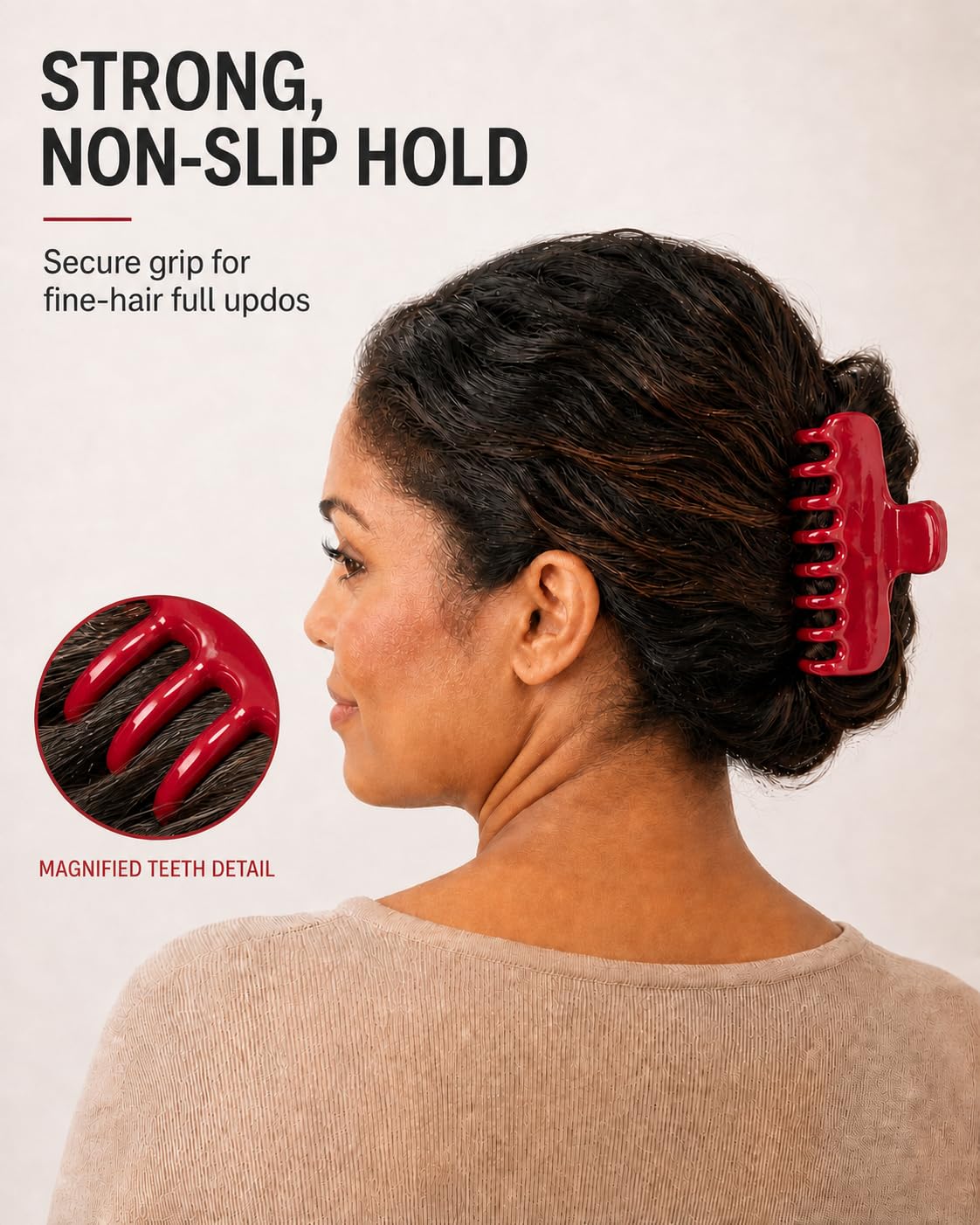HAIMEIKANG Pinza para el cabello rojo de acetato grueso y duradero para cabello fino y fino