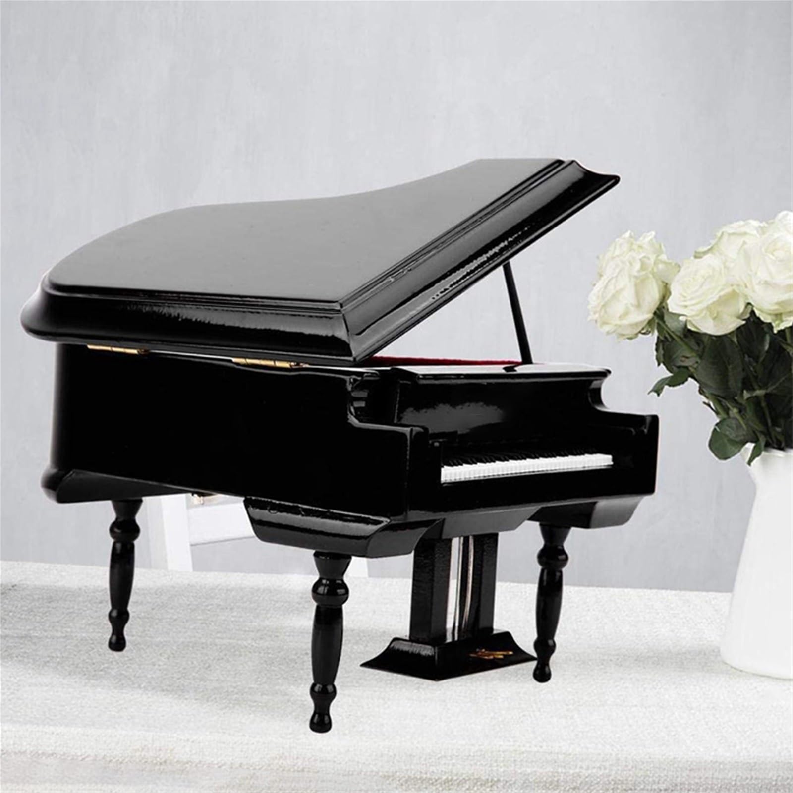 Ozdoby na instrumenty muzyczne Miniaturowy zestaw fortepianu koncertowego ozdoby instrumentów muzycznych z krzesłem do dekoracji domu kolor czarny