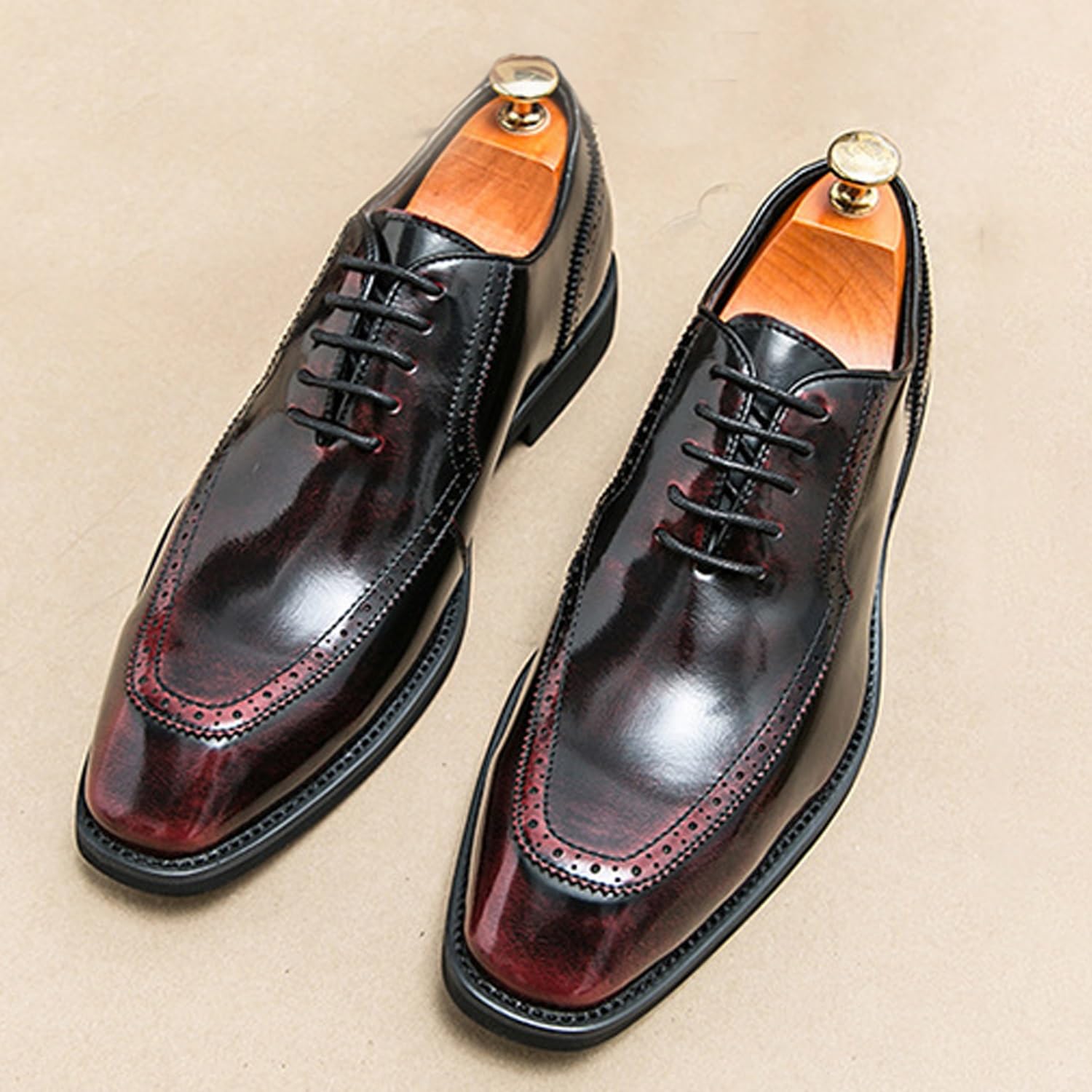 Scarpe da uomo con lacci Oxford punta quadrata Brogue in pelle vegana comoda vestibilità per matrimonio aziendale festa formale