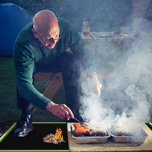Miniatura 3 de 60 x 40 inch Under Grill Mats for Outdoor Grill,Fireproof Mat for Lawn, Waterproof Oil-Proof Grill Pads Fire Pit Mat Fireplace Mat,Reflective Trim