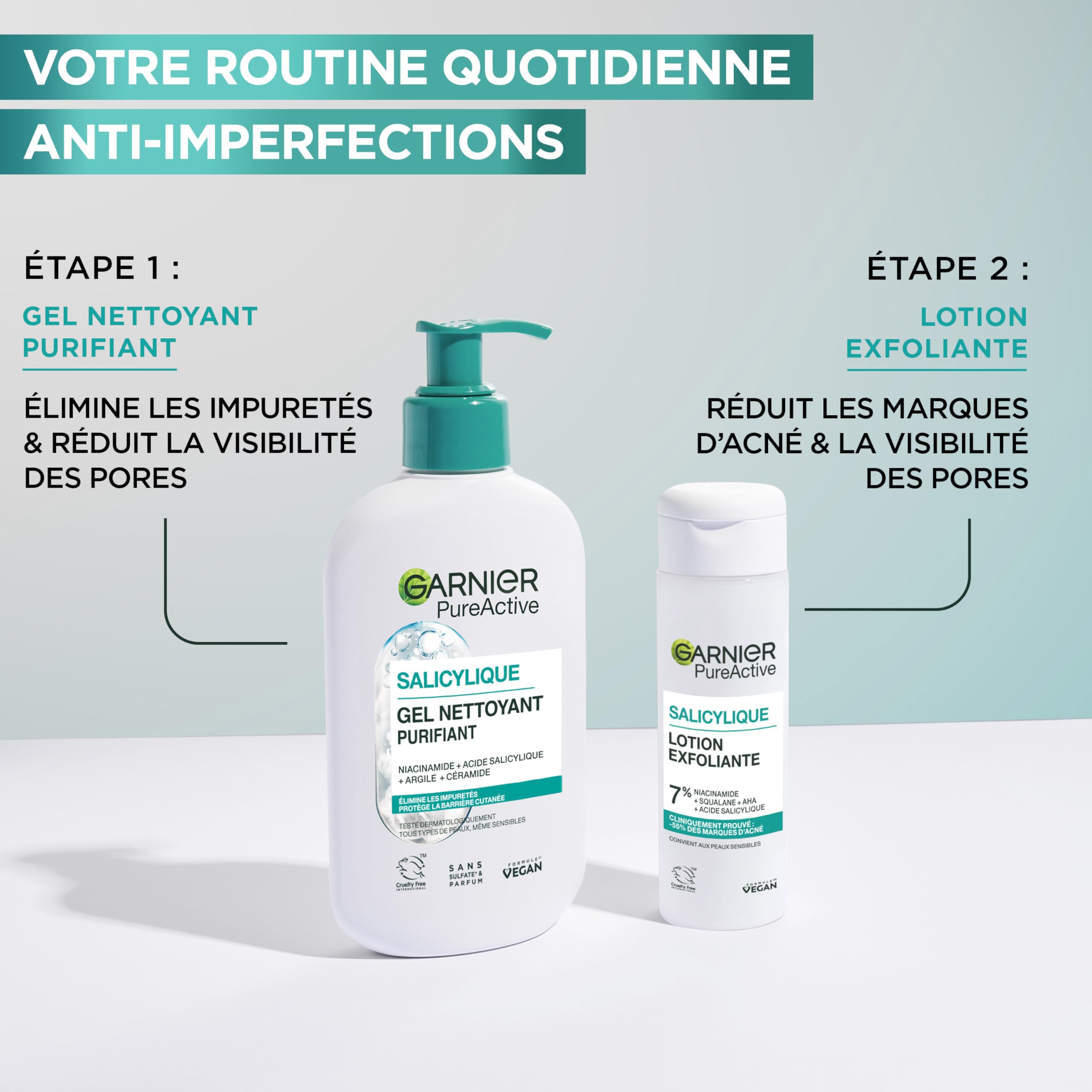 Image secondaire de Garnier Pure Active Exfoliant et Nettoyant Visage au Niacinamide - Vegan et Non Comédogène