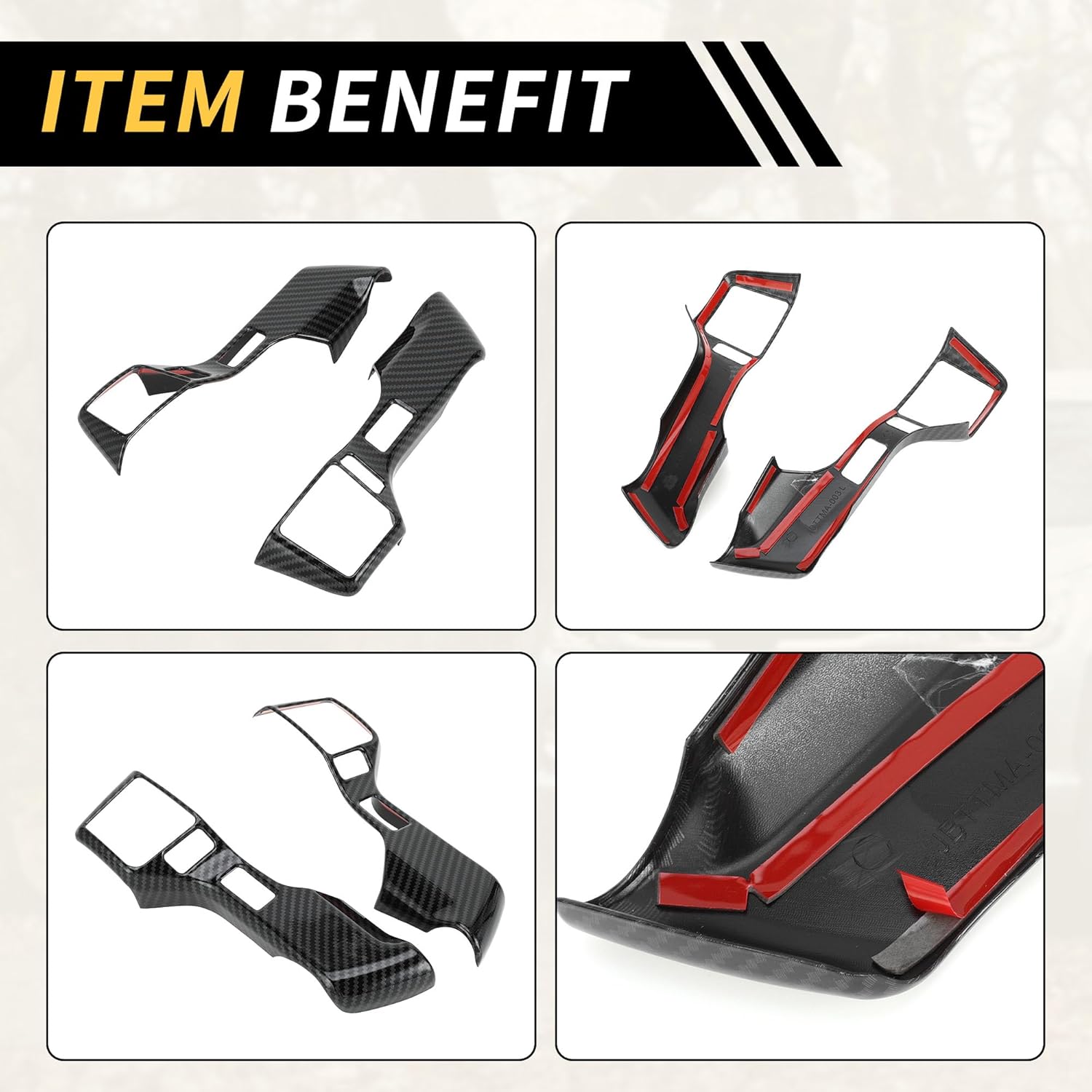 2 Pcs Steering Wheel Cover Trims for Toyota Tacoma 2016-2023 Steering Wheel Panel Decor Sticker Carbon Fiber Pattern ABS Black