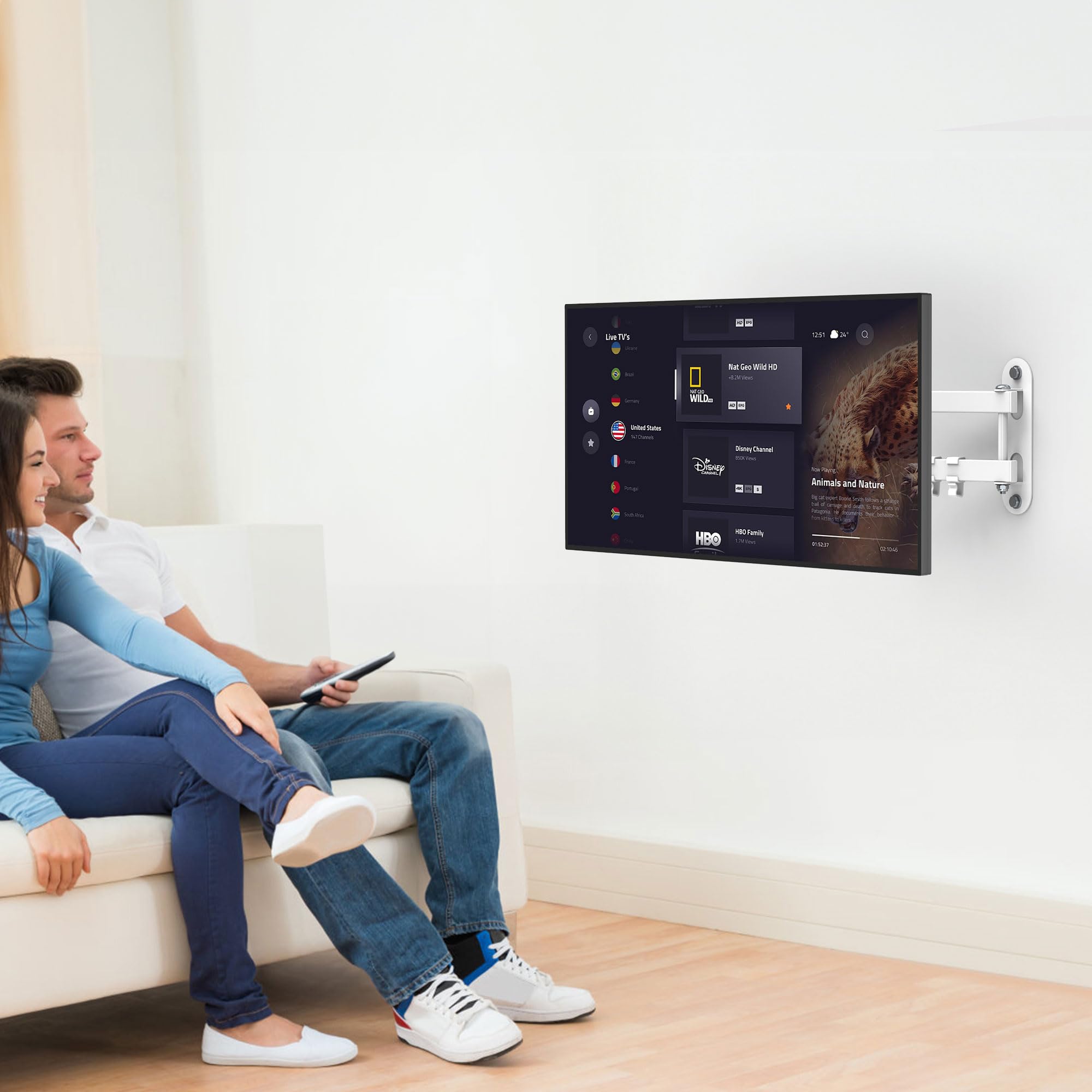PlusAcc Supporto a parete universale per Show 15, VESA 100x100 supporto monitor con rotazione a 360° e inclinazione – perfetto per display intelligenti fino a 27 pollici