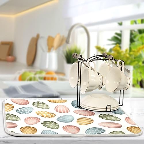 Miniatura 5 de Colored Easter Eggs Dish Mat Dish Drain Mat For Kitchen Counter Drying Matt Kitchen Counter Tapete Para Cocina 16'' x 18''