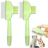 Flea Comb for Dogs and Cats with Release Button Fine Tooth Dog Comb for Grooming Massaging and Cleaning Remove Fleas Eggs Pet Hair Removal for Short and Long Hair 2 Pack