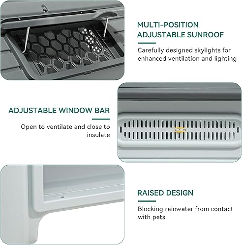 Miniatura 4 de YITAHOME Dog House Outdoor Plastic Doghouse Water Resistant Pet House with Adjustable Skylight and Elevated Base for Small, Medium, and Large Dogs