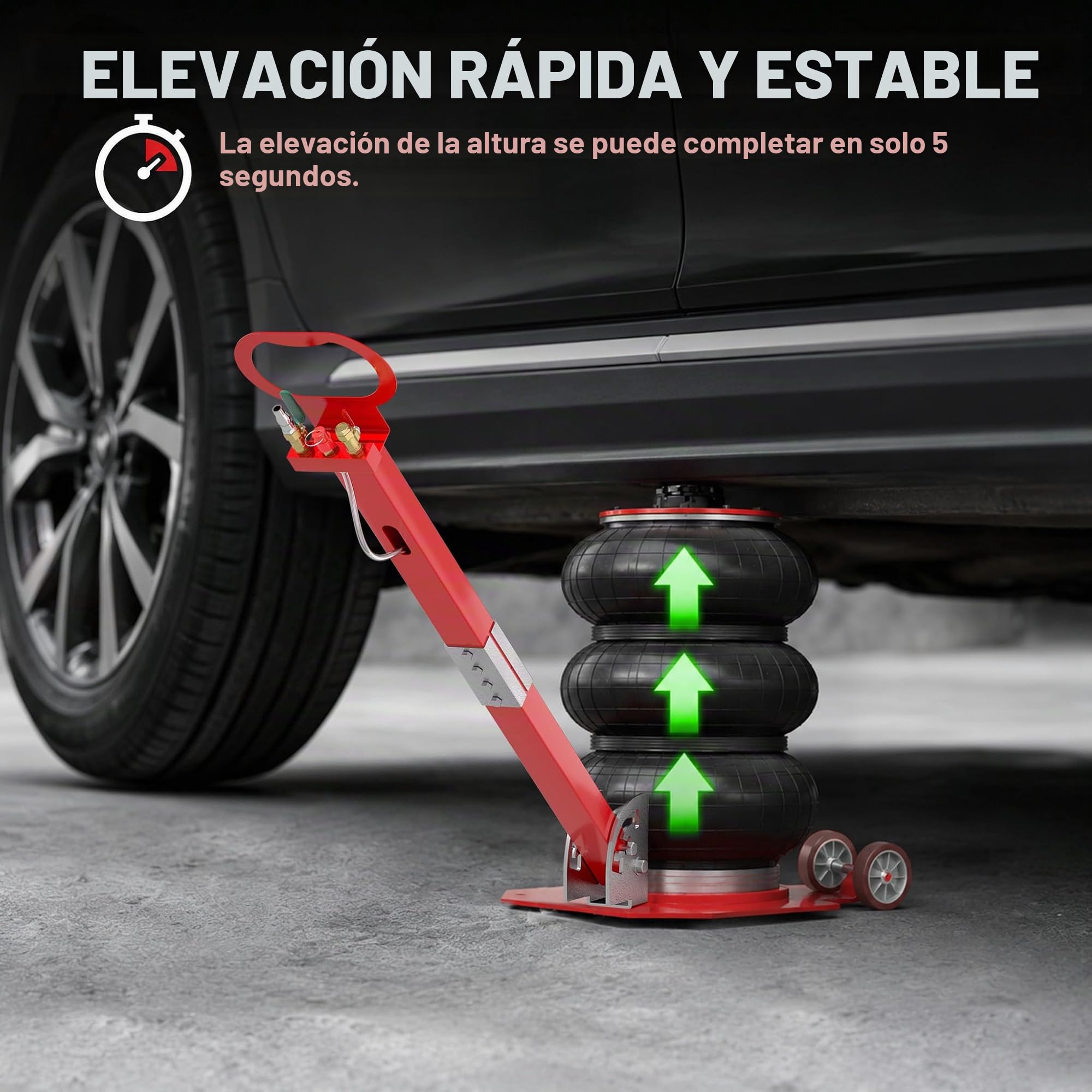 Froadp Gato Neumático de Aire Gato de Aire 3T 6600 libras con Mango Ajustable Caballete Cojín de Aire Gatos de Reparación de Automóviles y Gatos de Suelo para Coches y Todoterrenos (Rojo)